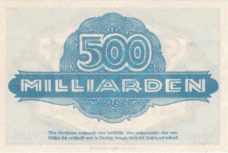 Freital , Banknote 500 Milliarden Mark Schein in kfr. Keller 1603.i , Sachsen 1923 Grossnotgeld - Inflation