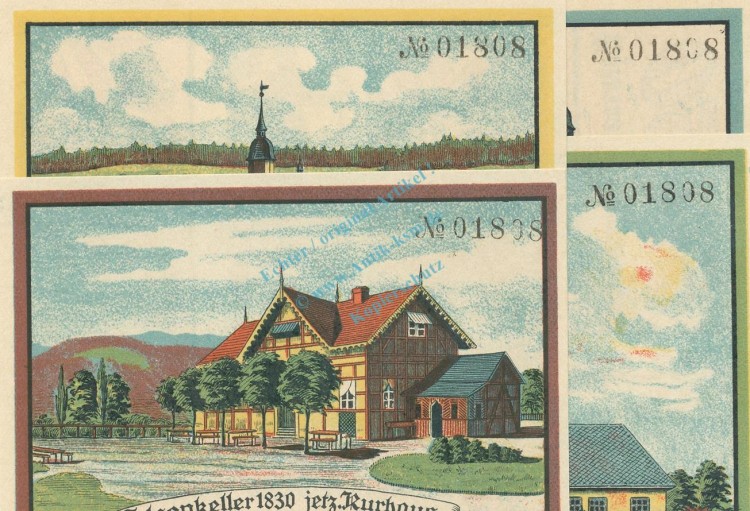 Friedrichroda , Notgeld Set 4 Scheine -Nummerngleich- unc-kfr. M-G 393.2 , TH 1921 Seriennotgeld -5793-