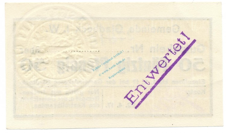 Gladbeck , Notgeld 50 Pfennig Schein unc-kfr.E Tieste 2240.05.03 , Westfalen 1917 Verkehrsausgabe
