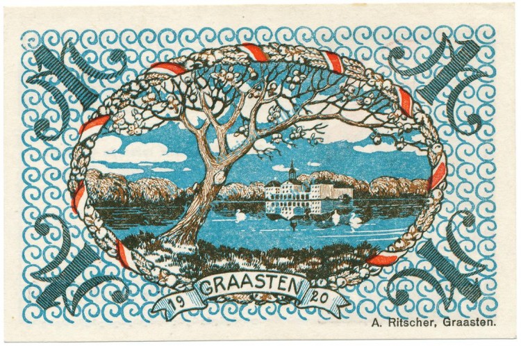 Gravenstein , Notgeld 1 Mark Schein unc-kfr. M-G 466.3.b , DNS 1920 Seriennotgeld -1219-