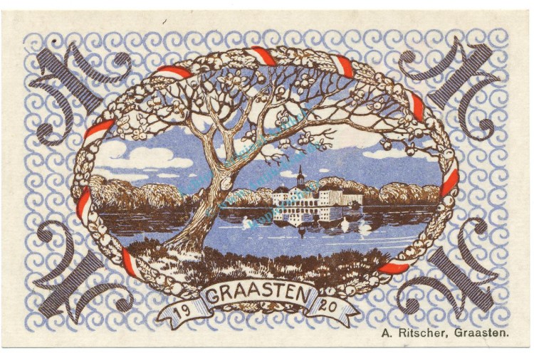 Gravenstein , Notgeld 1 Mark Schein unc-kfr. M-G 466.3.F , DNS 1920 Seriennotgeld -5799-
