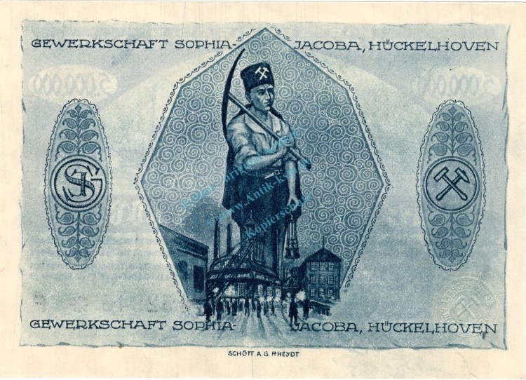 Hückelhoven , Banknote 5 Millionen Mark Schein unc-kfr. Keller 2456.b Rheinland 1923 Inflation