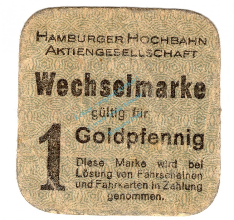 Hamburg , Banknote 1 Gold Pfennig Schein in unc-kfr. Müller 2355.1 , Hamburg o.D. Wertbeständig