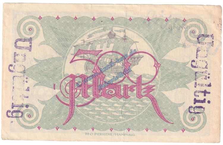 Hamburg , Banknote 500 Mark Schein in gbr.E , Müller 1975.2 , Hamburg 1922 Grossnotgeld