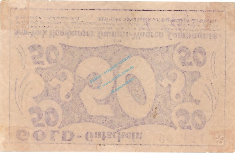 Hamburg , Banknote 50 Gold Pfennig Schein in L-gbr. Müller 2385.5 , Hamburg 1923 Inflation