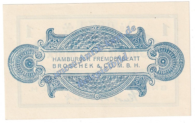 Hamburg , Fremdenblatt Broschek Notgeld 1 Mark in kfr. M-G 530.1 , Hamburg o.D. Seriennotgeld