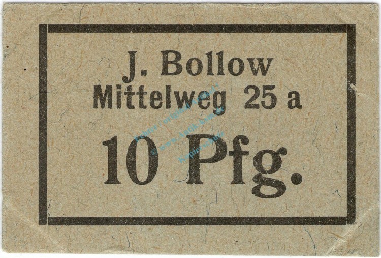 Hamburg , Notgeld 10 Pfennig Schein unc-kfr. Ti.2765.075.01 , Hamburg o.D. Verkehrsausgabe