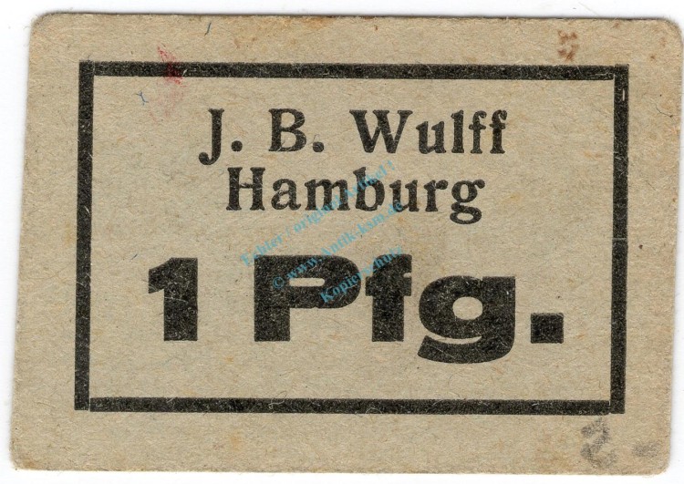 Hamburg , Notgeld 1 Pfennig Schein unc-kfr. Ti.2765.525.05 , Hamburg o.D. Verkehrsausgabe