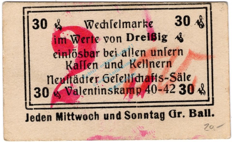 Hamburg , Notgeld 2 Mark Schein unc-kfr. Ti.2765.355.05 , Hamburg o.D. VerkehrsausgabeHamburg , Notgeld 2 Mark Schein unc-kfr. Ti.2765.355.05 , Hamburg o.D. Verkehrsausgabe