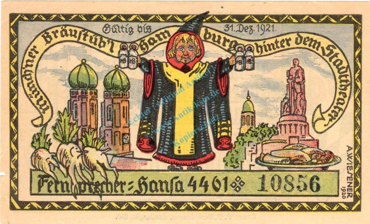 Hamburg , Notgeld 50 Pfennig Schein F-kfr. M-G 545.2 , Hamburg o.D. Seriennotgeld