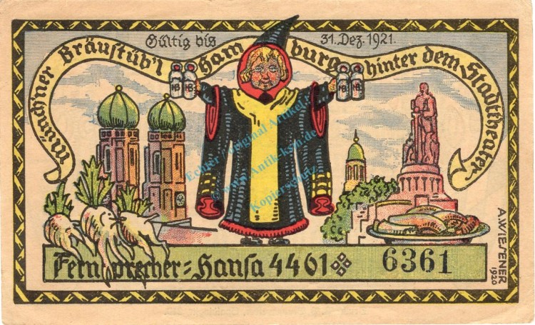 Hamburg , Notgeld 50 Pfennig Schein unc-kfr. M-G 545.2 , Hamburg o.D. Seriennotgeld