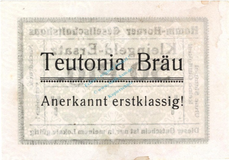 Hamburg , Notgeld 50 Pfennig Schein unc-kfr. Ti.2765.160.01 , Hamburg o.D. Verkehrsausgabe