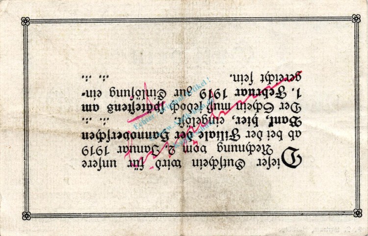 Harburg , Banknote 1 Mark Schein gbr.E Geiger 221.02 , Niedersachsen 1918 Grossnotgeld