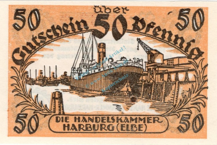 Harburg , Notgeld 50 Pfennig -Antiqua- unc-kfr. Ti.2805.20.02 , Niedersachsen o.D. Verkehrsausgabe