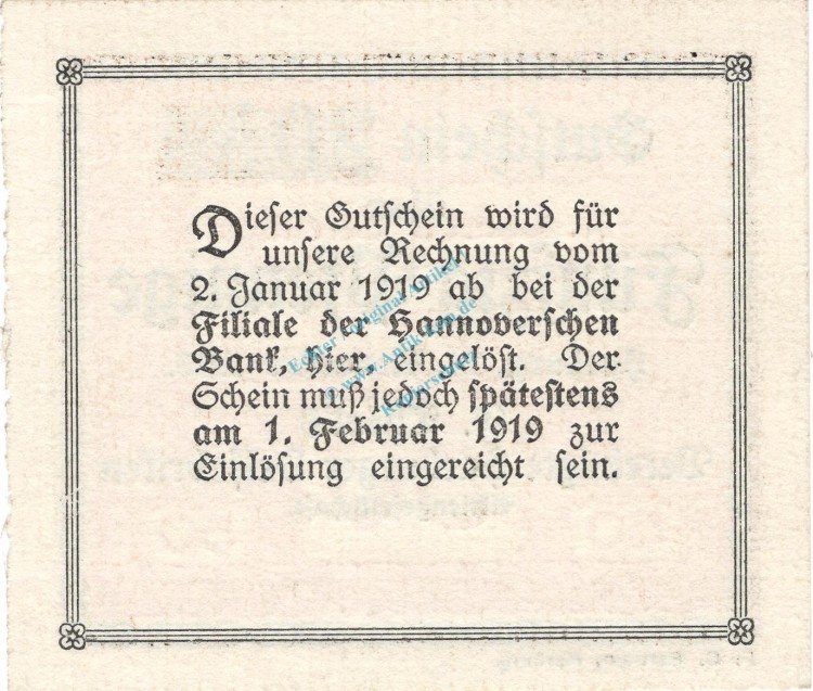 Harburg , Notgeld 50 Pfennig Schein unc-kfr. Ti.2805.35.02 , Niedersachsen 1918 Verkehrsausgabe
