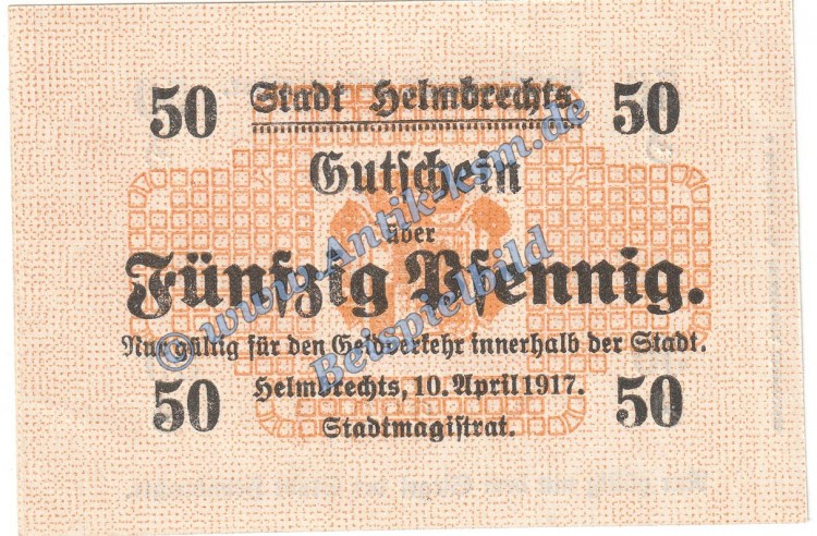 Helmbrechts , Notgeld 50 Pfennig Schein in kfr. Tieste 2925.05.07 , Bayern 1917 Verkehrsausgabe
