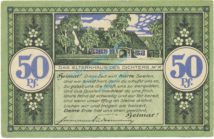 Heydekrug Silute , Notgeld 50 Pfennig Schein gbr. M-G 607.1.a , Litauen 1921 -5703-