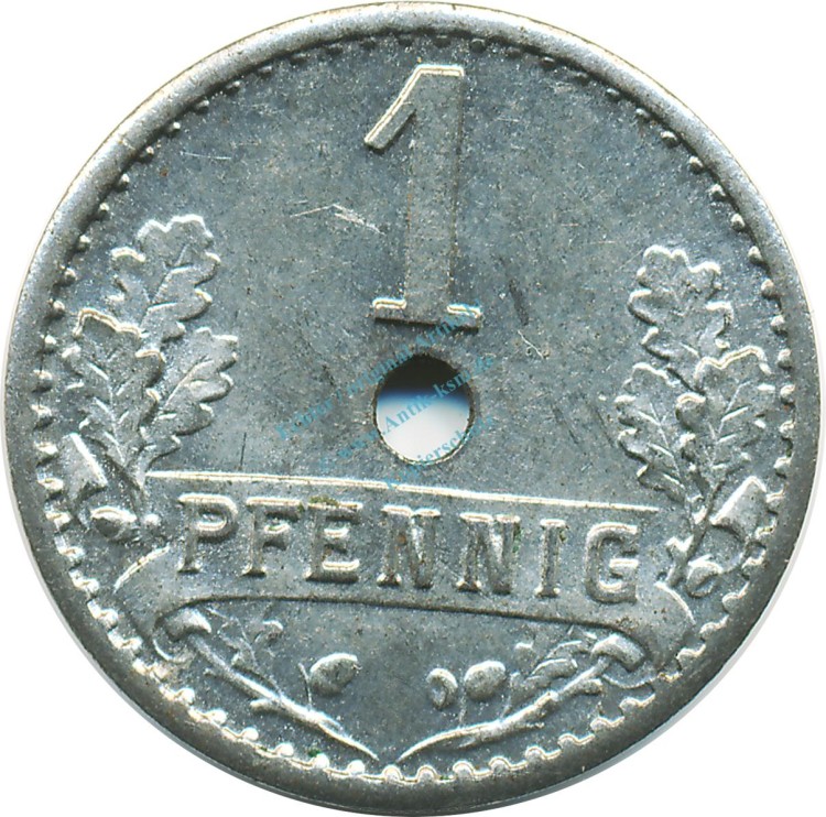 Iserlohn , Notgeld Münze 1 Pfennig ss-vz. Funck 228.5A , Westfalen 1918 -0082-