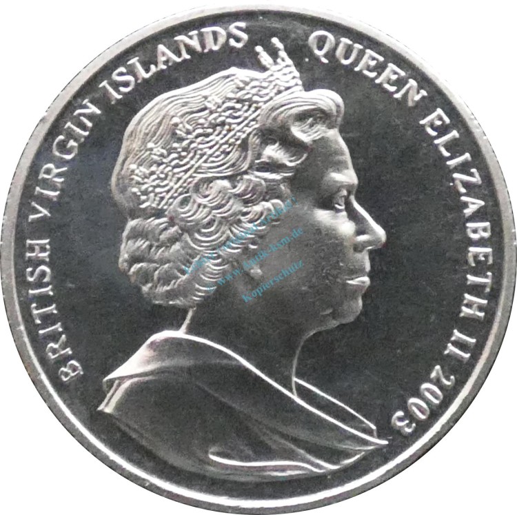 Jungferninseln , 1 Dollar 2003 -J.F.Kennedy, Elizabeth II- KM.225 stgl. -0235-