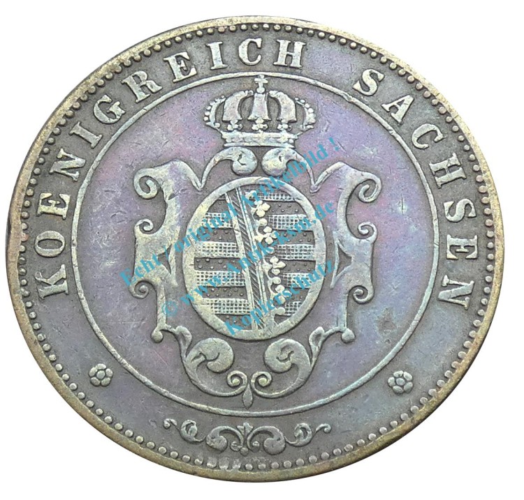 Königreich Sachsen , 5 Pfennig Stück ss+ von 1862 B , J.123 -0561-