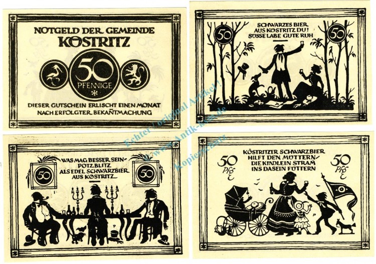 Köstritz , Notgeld Set mit 4 Scheinen unc-kfr. M-G 736.1 , TH o.D. Seriennotgeld -5743-