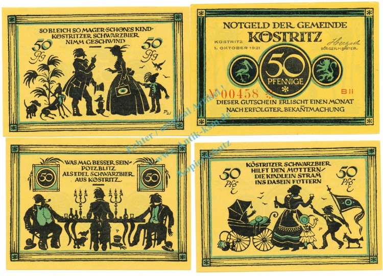 Köstritz , Notgeld Set mit 4 Scheinen unc-kfr. M-G 736.5 TH o.D. Seriennotgeld -5708-