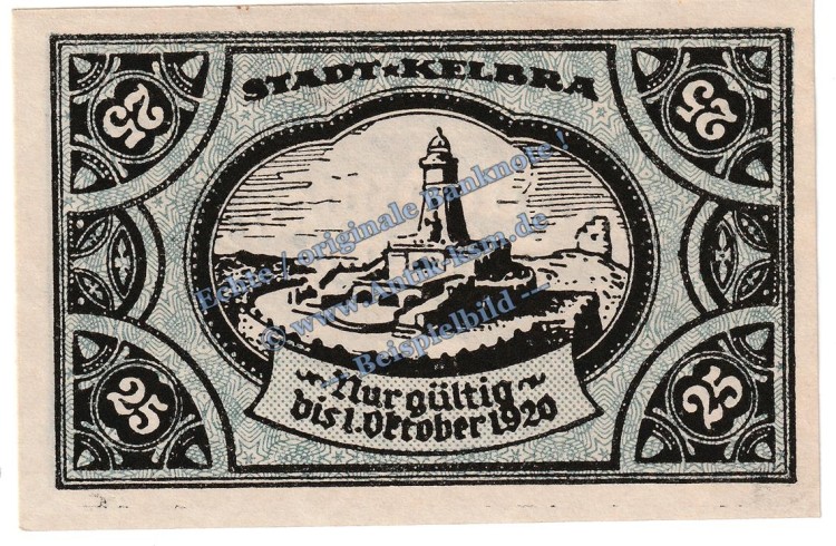 Kelbra , Notgeld 25 Pfennig Schein in kfr. Tieste 3440.05.01 , Sachsen 1920 Verkehrsausgabe