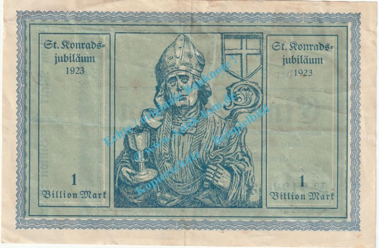 Konstanz , Banknote 1 Billion Mark Schein in gbr. Keller 2796.t , Baden 1923 Grossnotgeld - Inflation