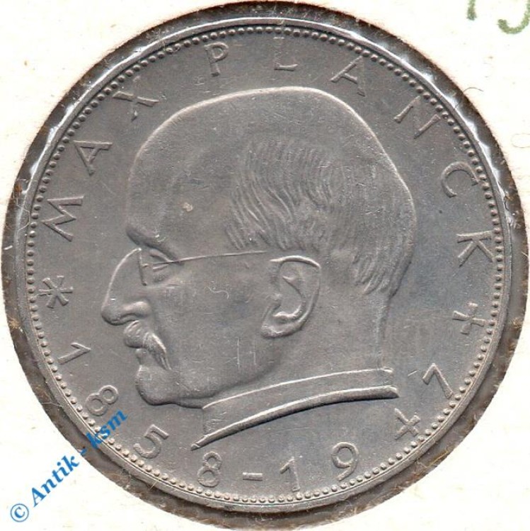 Kursmünze Deutschland , 2 Mark 1957 D , Max Planck , ss+ bis vz , Jäger 392 , Bundesrepublik Deutschland