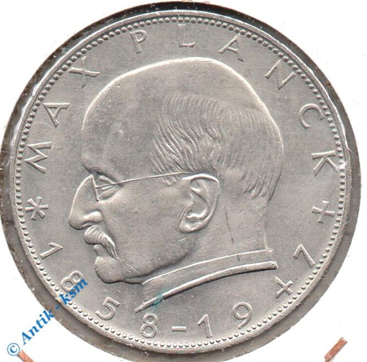 Kursmünze Deutschland , 2 Mark 1966 D , Max Planck , ss+ bis vz , Jäger 392 , Bundesrepublik Deutschland