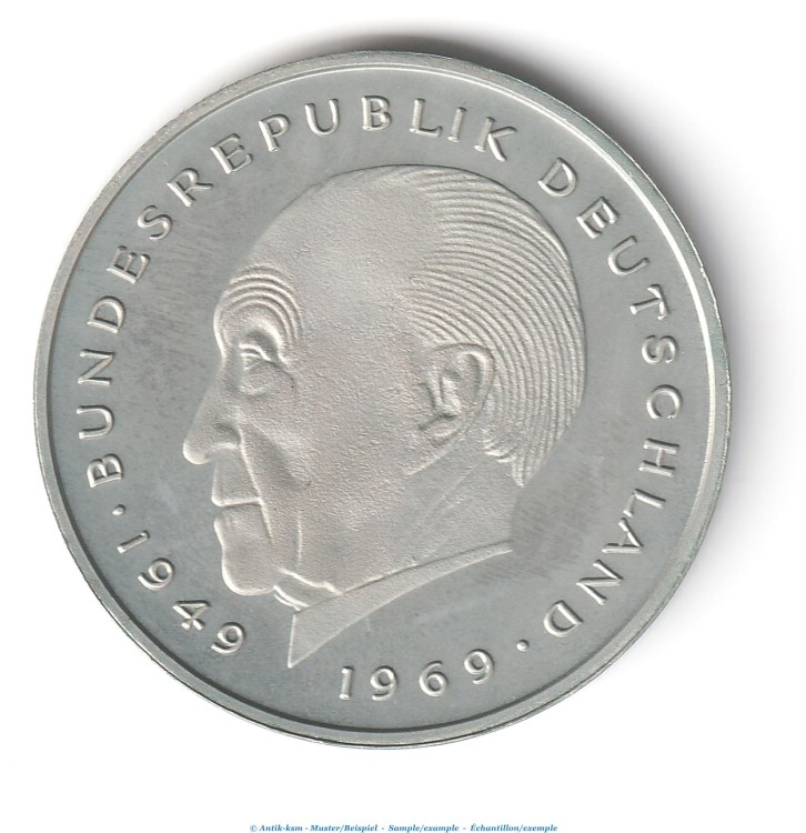 Kursmünze Deutschland , 2 Mark Münze -Konrad Adenauer- 1980 F , stgl , J.406 Bundesrepublik