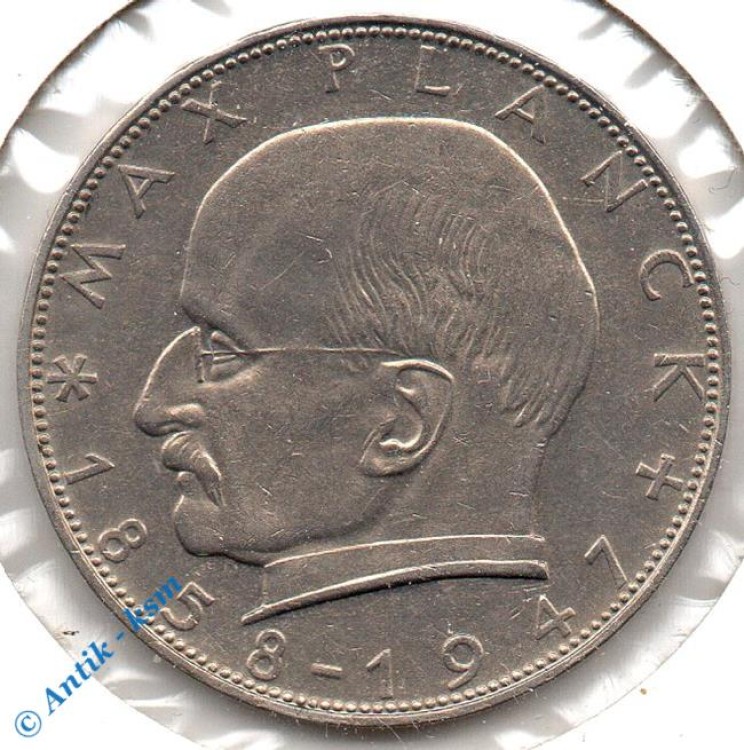 Kursmünze Deutschland , 2 Mark Münze von 1958 D , Max Planck , ss+ bis vz , Jäger 392 , Bundesrepublik Deutschland