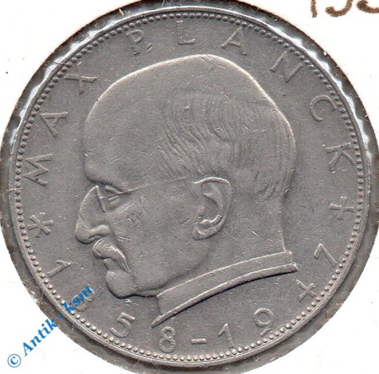 Kursmünze Deutschland , 2 Mark Münze von 1959 D , Max Planck , ss bis vz , Jäger 392 , Bundesrepublik Deutschland
