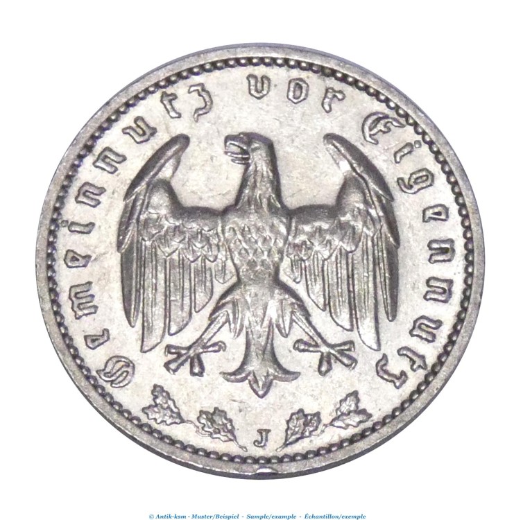 Kursmünze , Eine Mark von 1936 -J-, ss-vz , Jäger 354 , Deutsches Reich