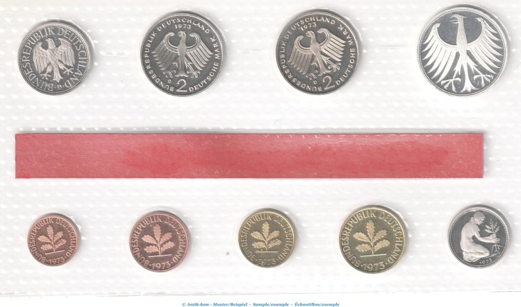 Kursmünzensatz Deutschland -KMS mit 9 Münzen München- 1973 D , pp , J.180 Bundesrepublik