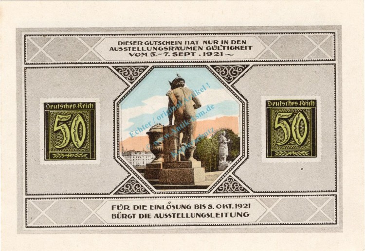 Lübeck , Notgeld 50 Pfennig Schein Nr.4 unc-kfr. M-G 826.16 , Schleswig Holstein 1921 Seriennotgeld