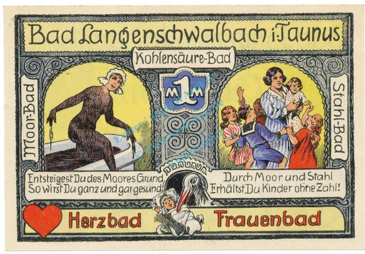 Langenschwalbach , Notgeld 1 Mark Schein unc-kfr. M-G 771.2 , HE 1920 Seriennotgeld -1893-