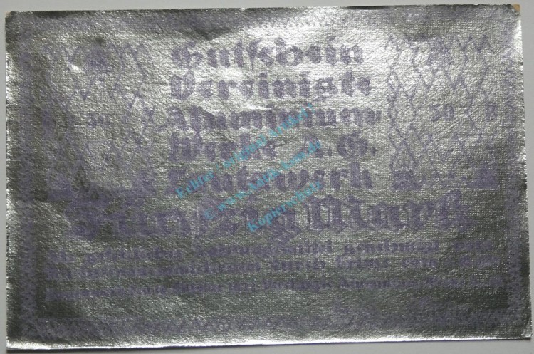 Lautawerk , Banknote 50 Mark -Alu- unc-kfr. Mü.2590.2 , BBG 1922 Großnotgeld -3632-