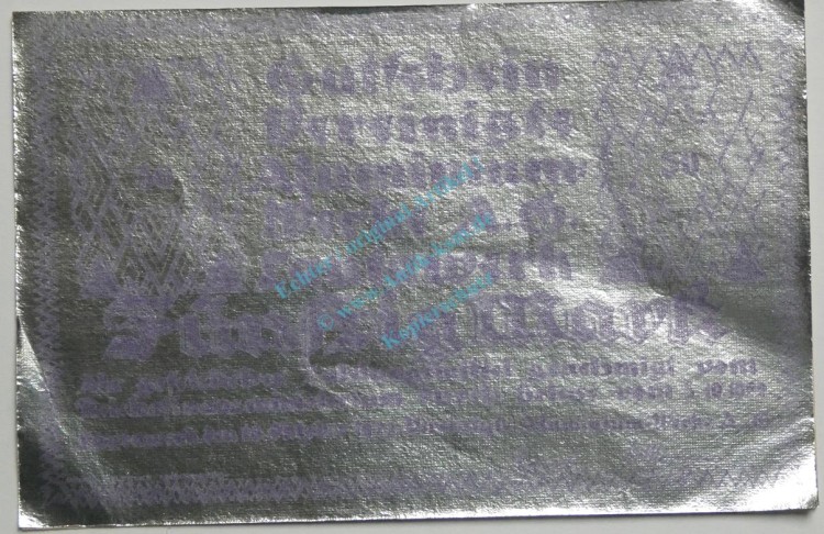 Lautawerk , Banknote 50 Mark -Alu- unc-kfr. Mü.2590.2 , BBG 1922 Großnotgeld -3633-