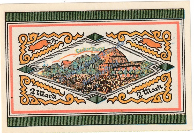 Leck , Notgeld 2 Mark Schein in kfr. M-G 780.1 , Schleswig Holstein o.D. Seriennotgeld
