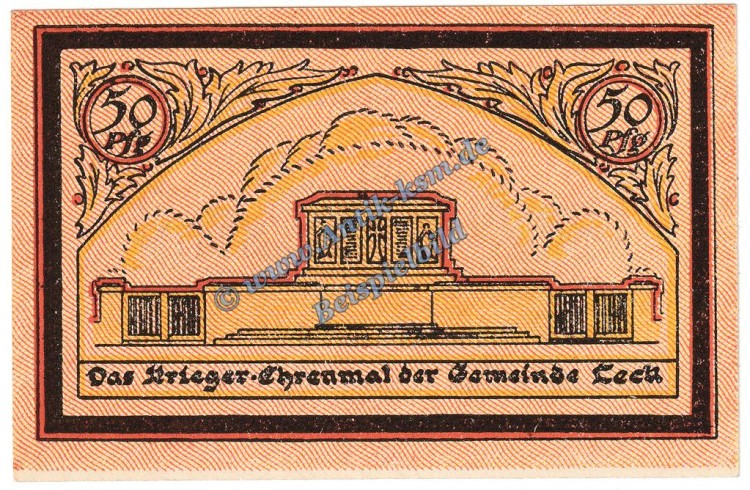 Leck , Notgeld 50 Pfennig Schein in kfr. M-G 780.1 , Schleswig Holstein o.D. Seriennotgeld