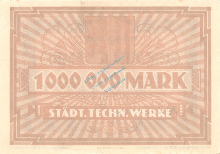 Leipzig , Banknote 1 Million Mark Schein unc-kfr. Bühn 4150.18 , Sachsen 1923 Inflation