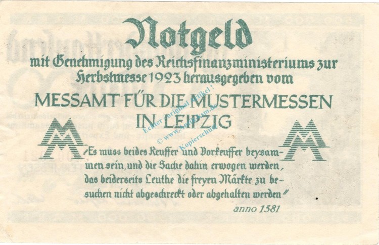 Leipzig , Notgeld 500.000 Mark Schein in L-gbr. Keller 3083. Sachsen 1923 Inflation
