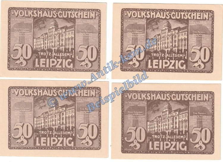 Leipzig , Notgeld Set mit 4 Scheinen -braun- in kfr. M-G 786.2 Seriennotgeld o.D. Sachsen