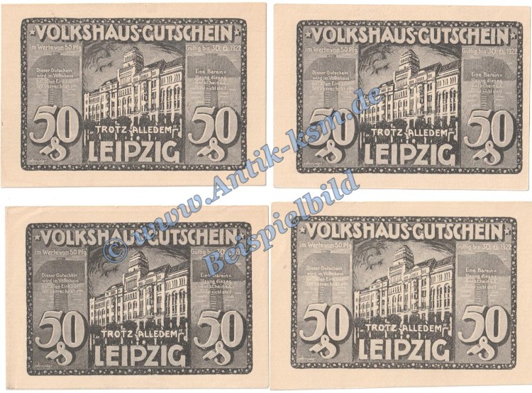 Leipzig , Notgeld Set mit 4 Scheinen -grau- in kfr. M-G 786.3 Seriennotgeld o.D. SachsenLeipzig , Notgeld Set mit 4 Scheinen -grau- in kfr. M-G 786.3 Seriennotgeld o.D. Sachsen
