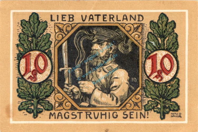Lindenberg , 10 Pfennig --FEHLDRUCK-- J in kfr-unc , Ti.4115.... Bayern 1918 Verkehrsausgabe