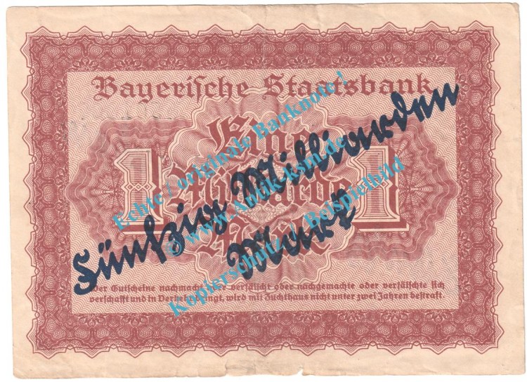 München , Notgeld 50 Milliarden Mark Schein in gbr. Keller 3657.i , Bayern o.D. Grossnotgeld Inflation