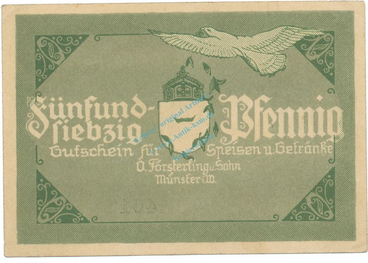 Münster , Notgeld 75 Pfennig Schein unc-kfr. M-G 914.1 , NRW o.D. Seriennotgeld -5726-