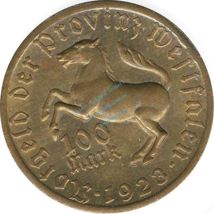 Münster , Notgeld Münze 100 Mark -Droste-Hülshoff- ss-vz. Westfalen 1923 Inflation 0080