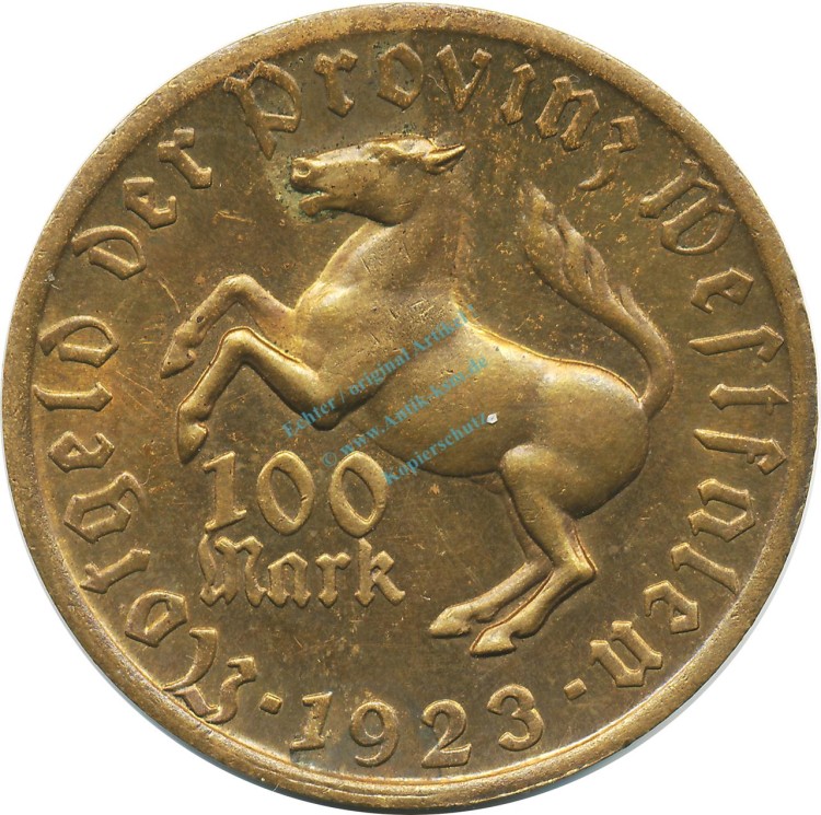 Münster , Notgeld Münze 100 Mark -Droste-Hülshoff- ss-vz. Westfalen 1923 Inflation 0081